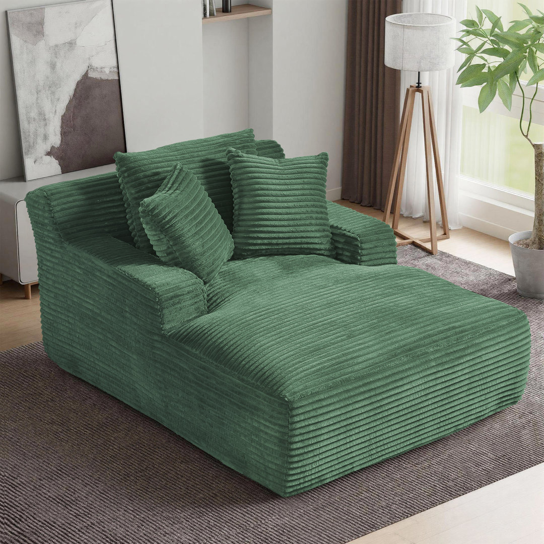 Latitude Run® No Assembly Required 64''D Corduroy Indoor Chaise Lounge Chair Upholstered Modern Glauser Oversized Compression Sleeper Sofa In A Box